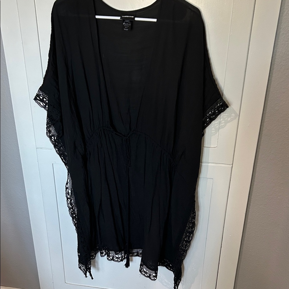 Chic Black Lace Swim Cover-Up